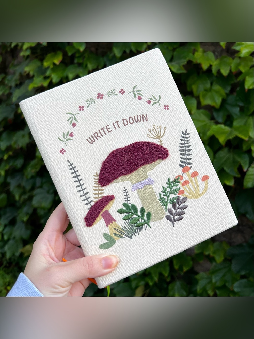 James Burke Collection Mushroom Embroidered Journal Notebook 8" x 6" NWOT RARE